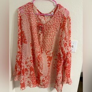 NWOT Susan Graver Coral Floral Swimsuit Coverup.